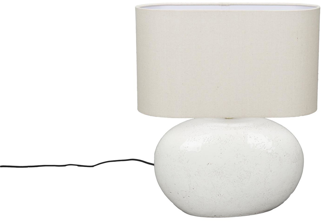 Bordlampe Dutchbone Hailey Keramik Sølv med hørskærm H50xB20 cm