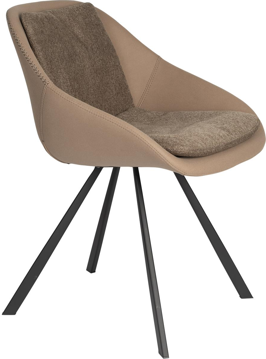 Spisebords- og spisestuestol Dutchbone Wakefield  –  polstret designstol i brungrå polyester med sort pulverlakeret metalstel