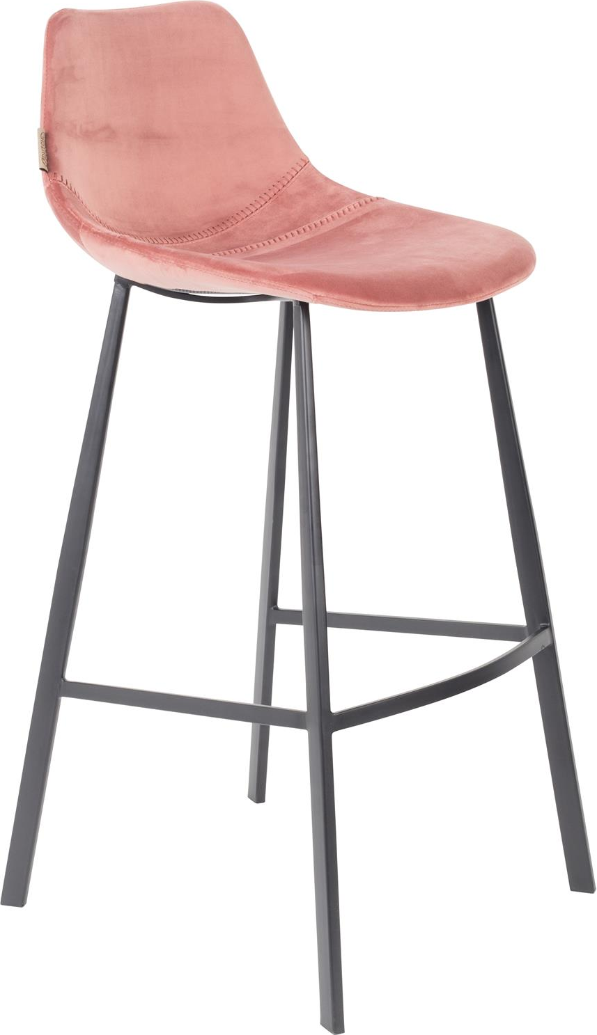 Barstol Dutchbone Franky i støvet rosa polstret polyester med sort stålunderstel