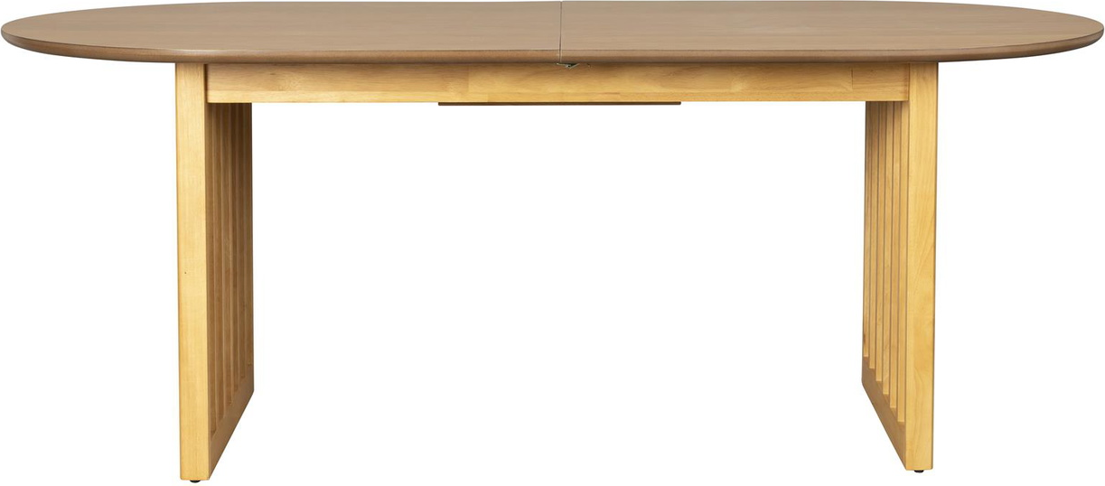 Spisebord med udtræk Dutchbone Barlet oval L198xB90 cm natur lakeret egefiner med gummitræsstel
