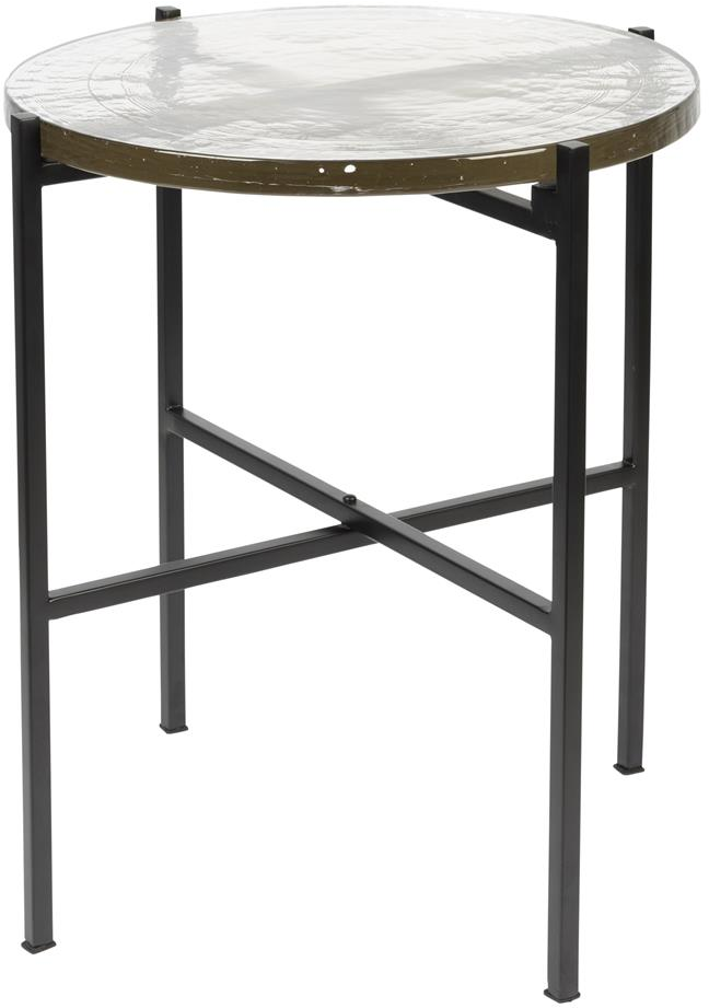 Sidebord / småbord Dutchbone Vidrio glasplade og sort jernbase É40 x H45 cm offwhite