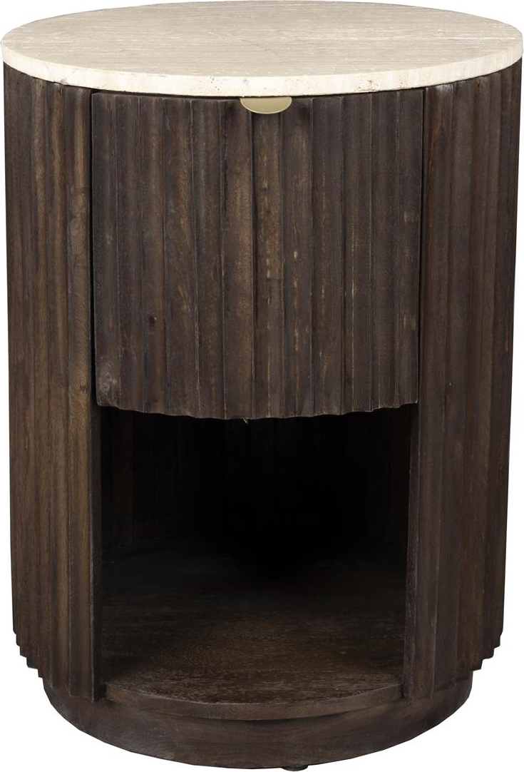 Sidebord / småbord Dutchbone Marlow É45 x H60 cm antracit travertin/mangotræ