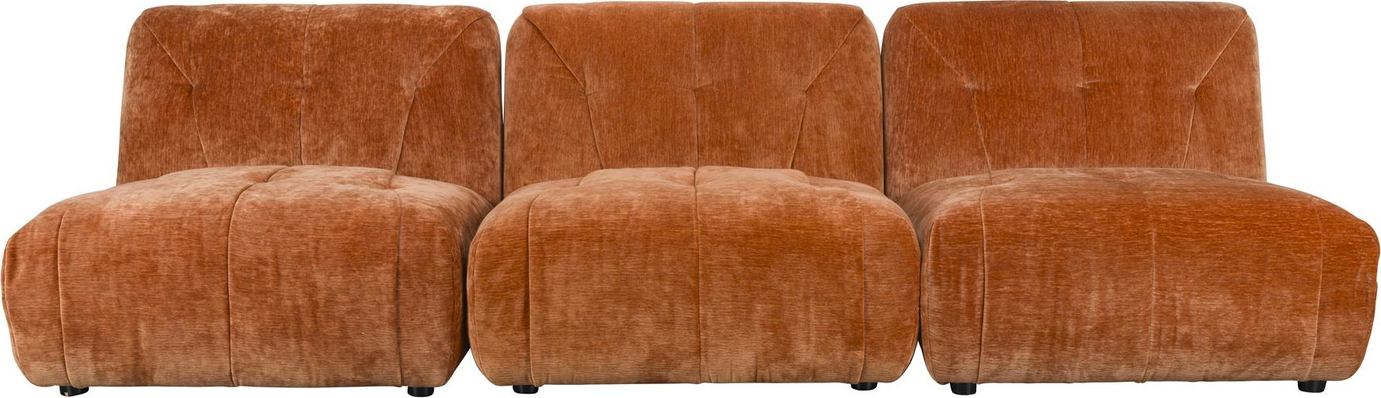 Giada, 3-personers sofa, Rødbrun, Polyester (L: 91 x H: 76 x B: 276 cm.)