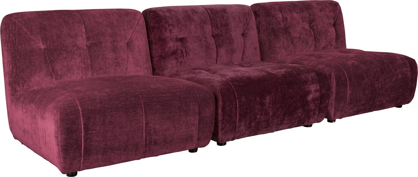 Giada, 3-personers sofa, Aubergine, Polyester (L: 91 x H: 76 x B: 276 cm.)
