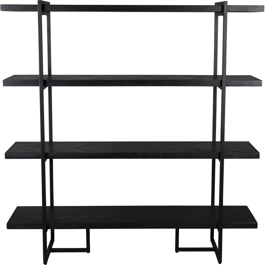 Opbevaringsreol Dutchbone Class i antracit, akaciefiner og pulverlakeret stål, H146ÉÂB140ÉÂD40 cm