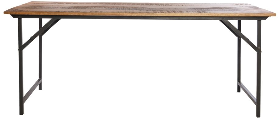 Se Party, Spisebord, mørkebrun, H74x80x180 cm, mangotræ og jern. hos Likehome.dk