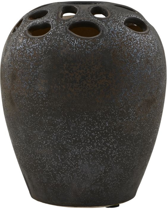 Se House Doctor - Vase - Varios - Keramik - Sortbejdset - 19 Cm hos Likehome.dk