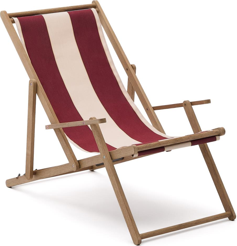 Vilara, Udendørs strandstole, Bordeaux, Massivt træ (H: 89 x B: 65 cm.)