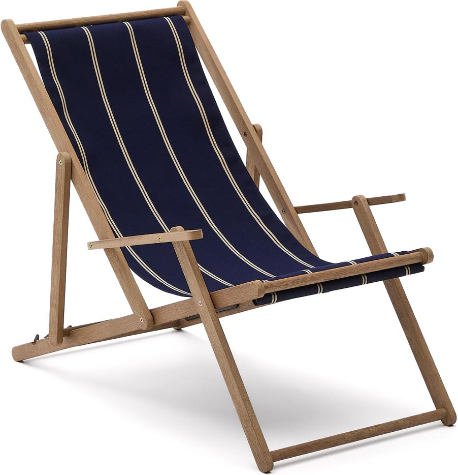 Vilara, Udendørs strandstole, Mørkeblå, Massivt træ (H: 89 x B: 65 cm.)