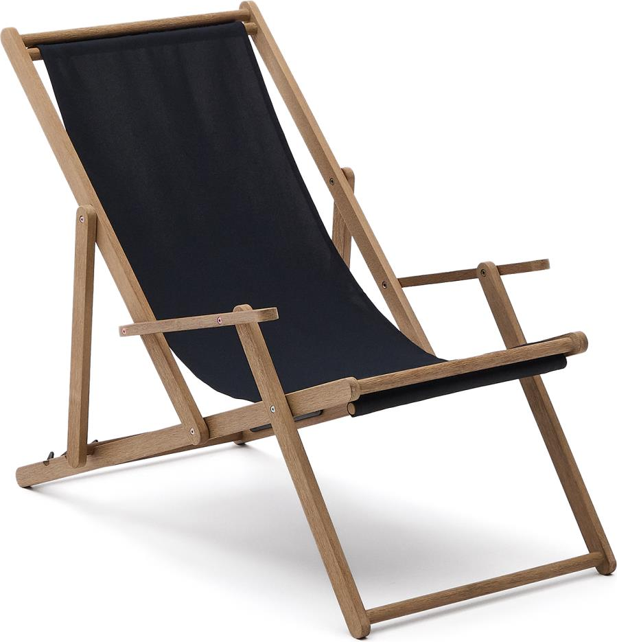 Vilara, Udendørs strandstole, Sort, Massivt træ (H: 89 x B: 65 cm.)