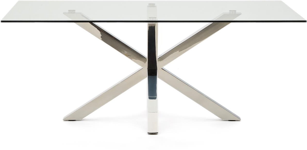 Argo, Spisebord, klar/sølv, H75x200x100 cm, glas