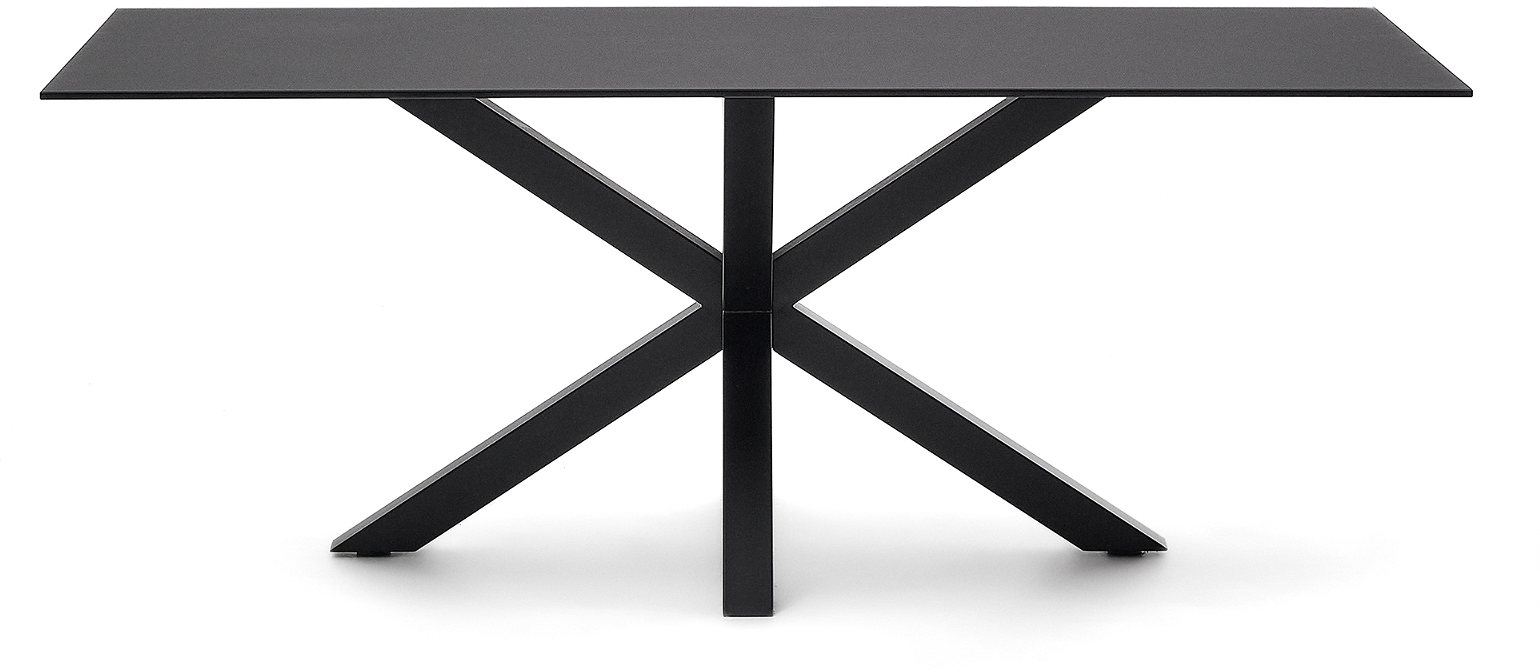 Arya, Spisebord, sort, H75x200x100 cm, stål, hærdet glas