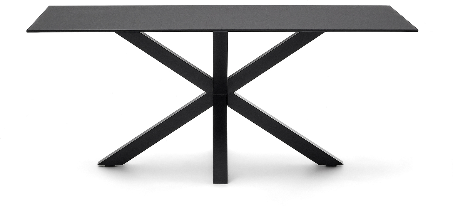 Arya, Spisebord, sort, H75x180x100 cm, stål, hærdet glas