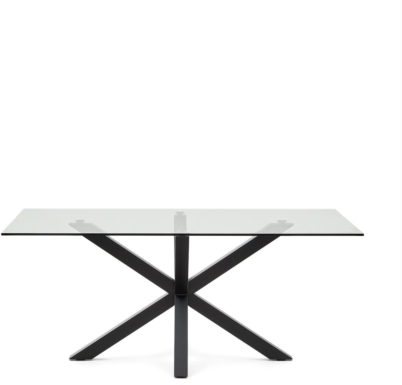 Argo, Spisebord, klar/sort, H75x180x100 cm, glas