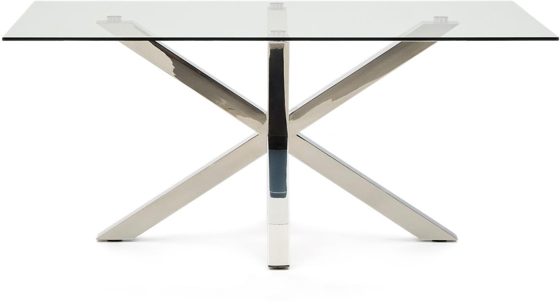 Argo, Spisebord, klar/sølv, H75x160x90 cm, glas