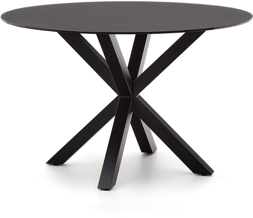 Arya, Rundt spisebord, sort, H74,2x120x120 cm, stål, hærdet glas