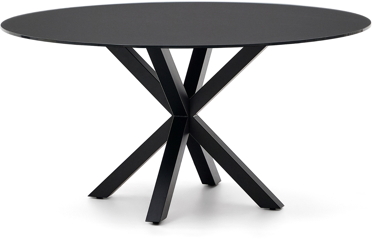 Arya, Rundt spisebord, sort, H74,2x150x150 cm, stål, hærdet glas
