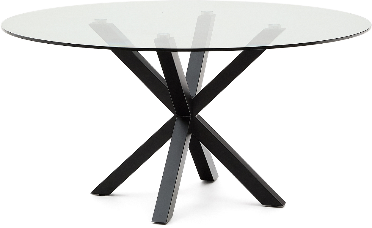 Arya, Rundt spisebord, klar, H74x150x150 cm, hærdet glas, stål