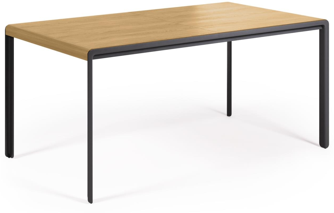 Nadyria, Spisebord med udtræk, natur/sort, H74x200x90 cm