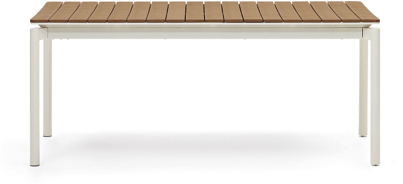 Canyelles, Udendørs spisebord med udtræk, hvid/brun, H76x240x100 cm, aluminium