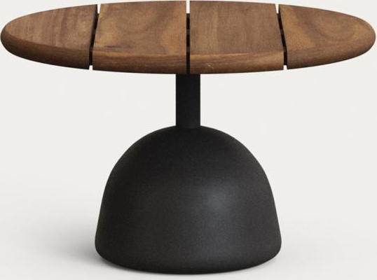 Udendørs sofabord Kave Home Saura rund É55 cm akacietræ cement sort/mørk natur