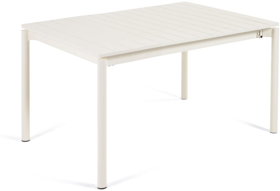 Zaltana, Udendørs spisebord med udtræk, hvid, H75x200x90 cm, aluminium