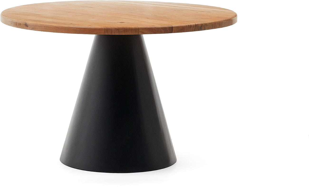 Wilshire, Rundt spisebord, natur/sort, 120x120 cm, akacietræ, stål