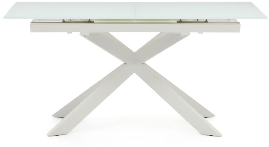 Atminda, Spisebord med udtræk, hvid, H76x160x90 cm, glas