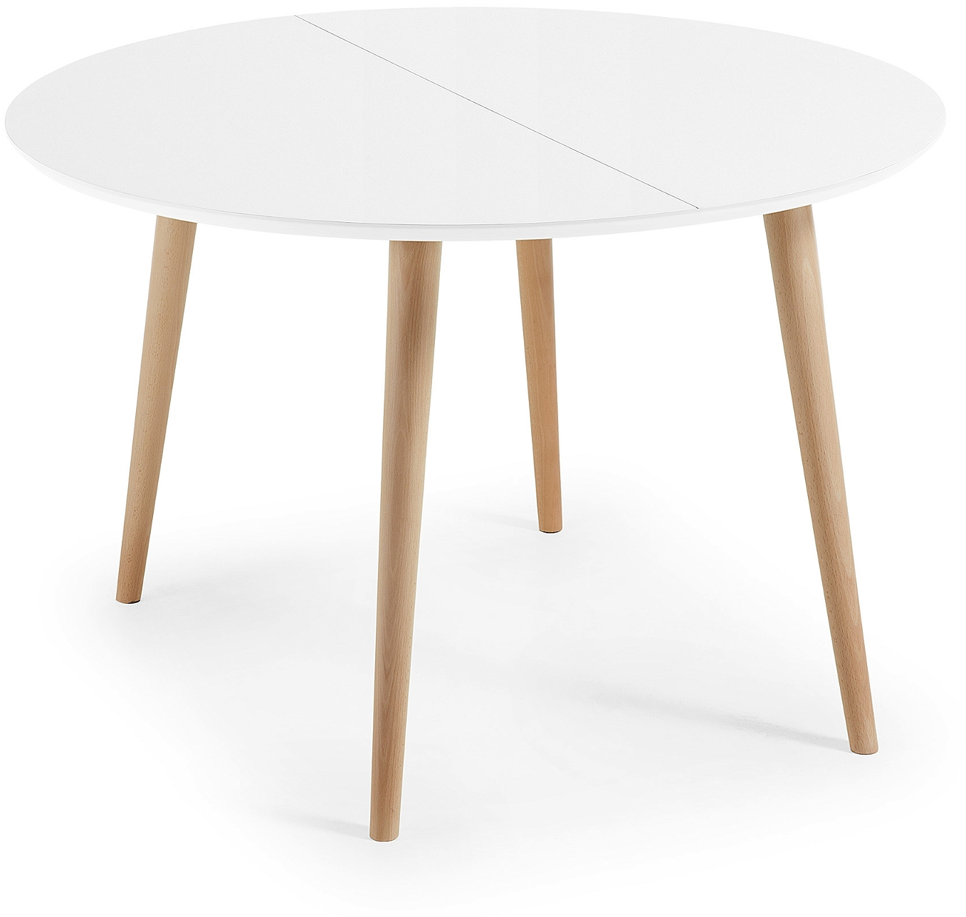 Oqui, Spisebord med udtræk, hvid/natur, H74x120x120 cm