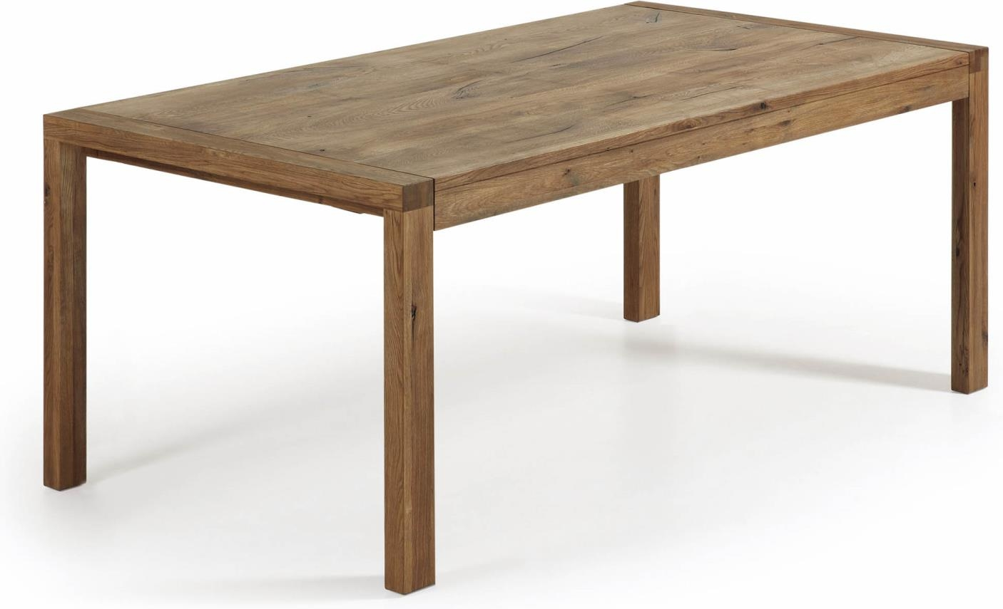 Briva, Spisebord med udtræk, mørk natur, H77x180x90 cm, egetræ