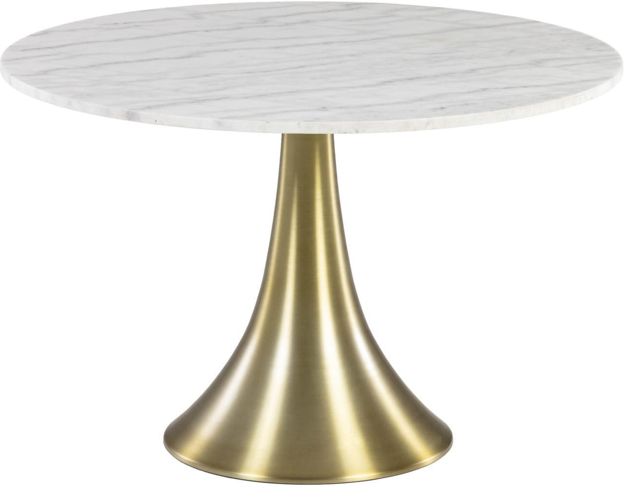 Oria, Spisebord, guld/hvid, H76x120x120 cm, marmor