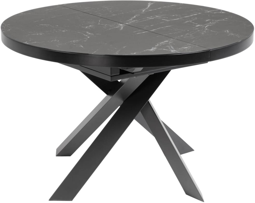 Vashti, Spisebord med udtræk, sort/grå, H76x160x120 cm, keramisk