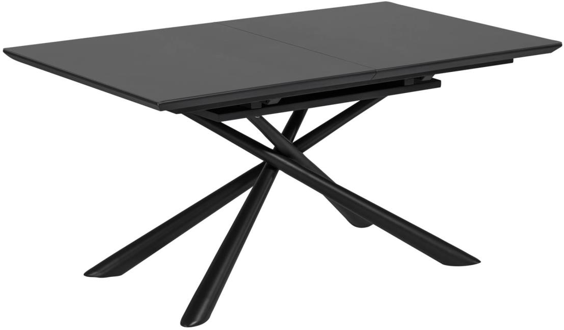 Theone, Spisebord med udtræk, sort/klar, glas