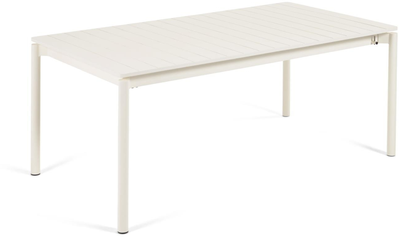 Zaltana, Udendørs spisebord med udtræk, hvid, H75x240x100 cm, aluminium