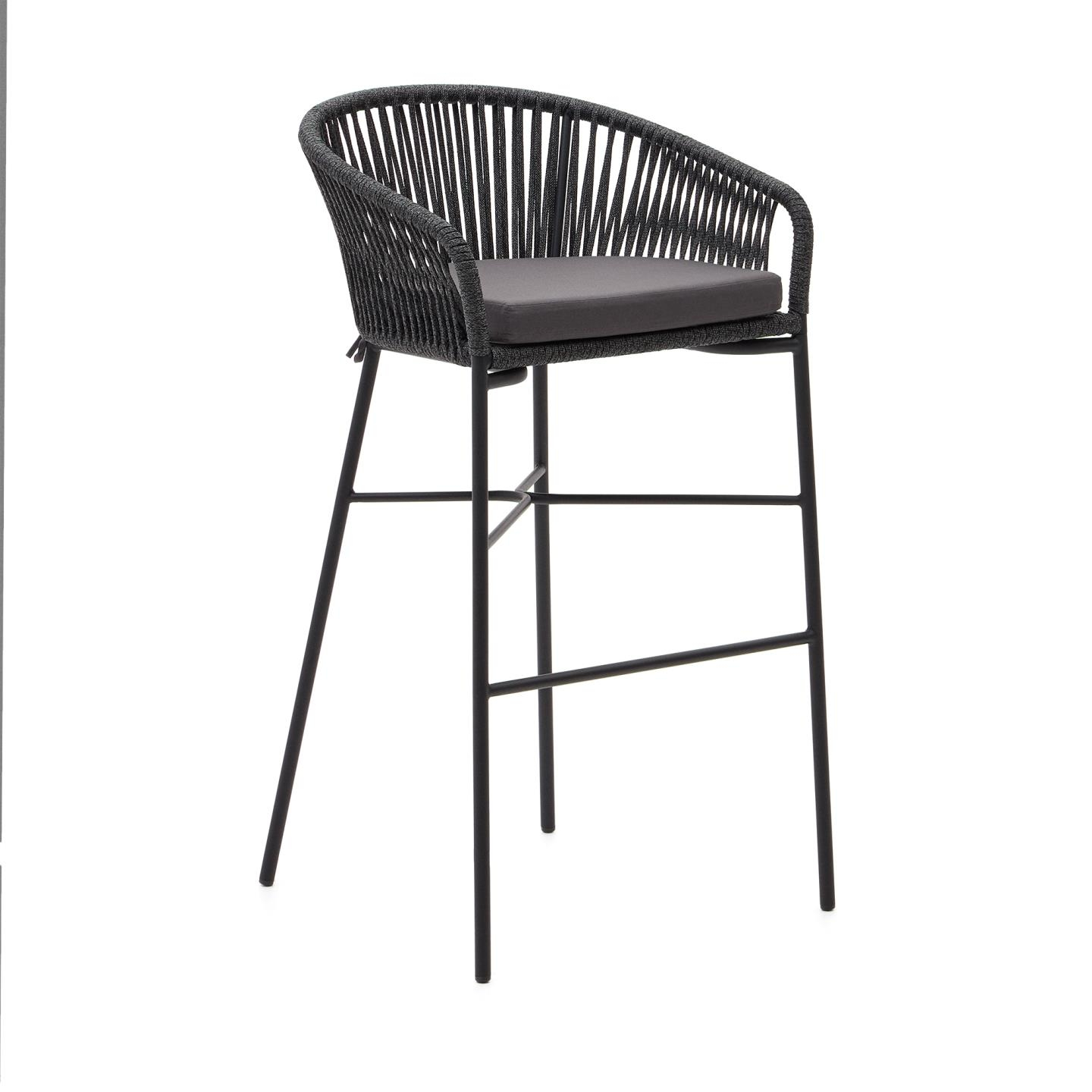 Yanet, Udendørs barstol, sort, H110x55x50 cm