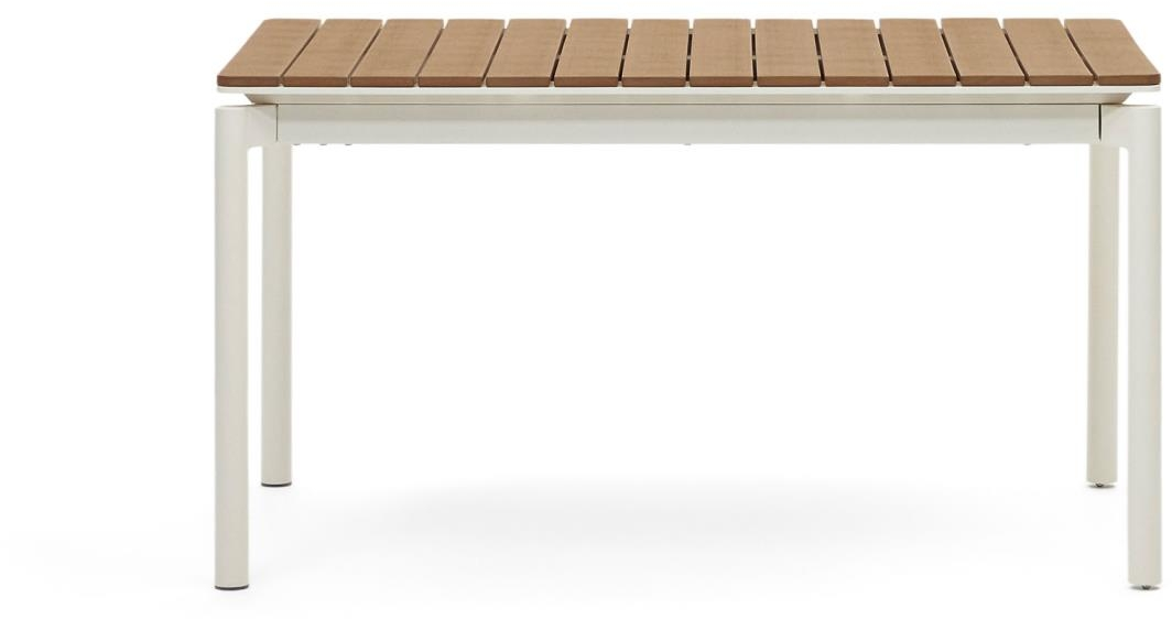 Canyelles, Udendørs spisebord med udtræk, hvid/brun, H76x140x90 cm, metal