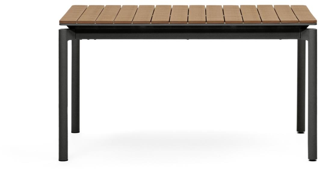 Canyelles, Udendørs spisebord med udtræk, sort/brun, H76x140x90 cm, metal