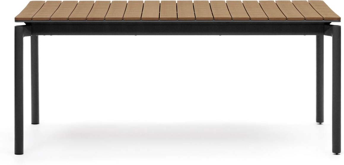 Canyelles, Udendørs spisebord med udtræk, sort/brun, H76x180x100 cm, metal
