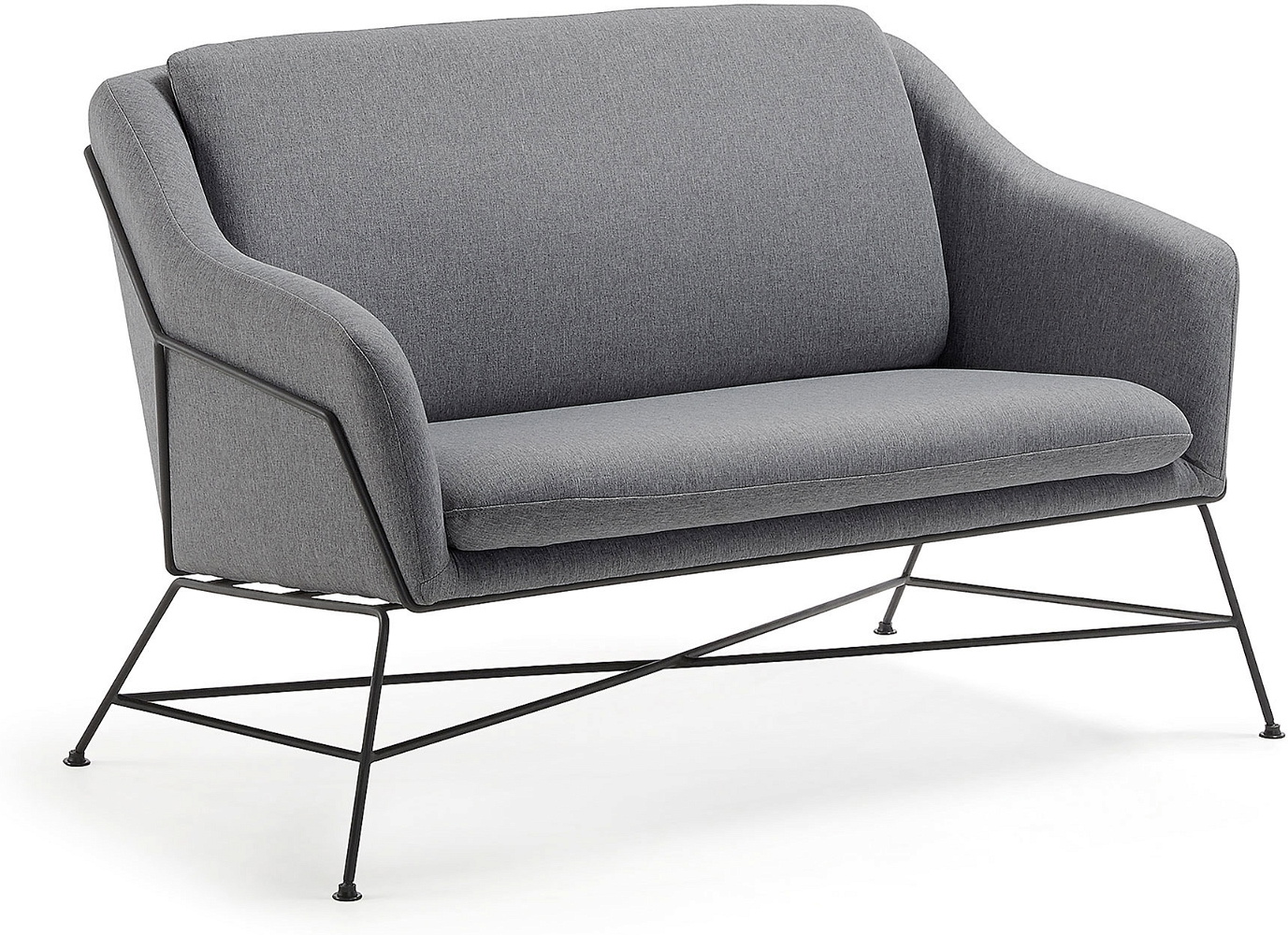 Brida, 2-personers sofa, mørkegrå/sort, H82x128x73 cm, stof