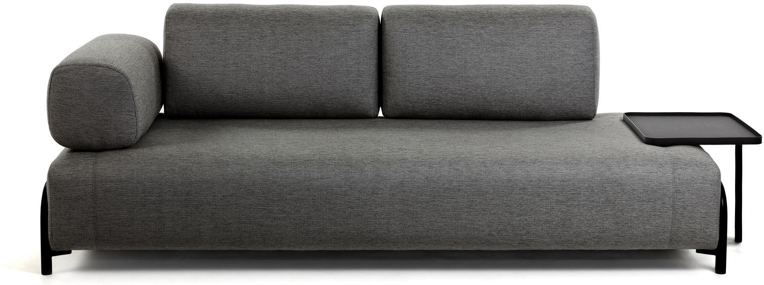 Compo, 3-personers sofa, mørkegrå, H82x252x98 cm. armlæn venstre