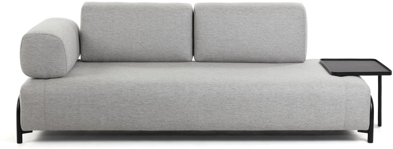 Compo, 3-personers sofa, lysegrå, H82x252x98 cm. armlæn venstre