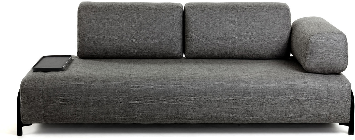 Compo, 3-personers sofa, sort, H82x232x98 cm, armlæn højre