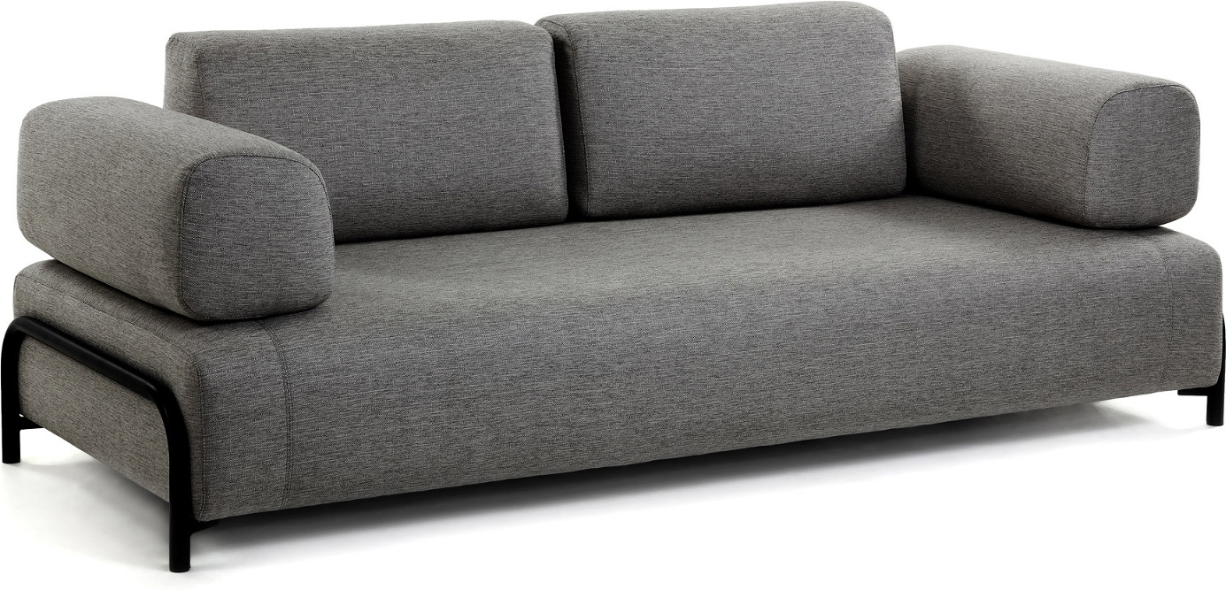 Compo, 3-personers sofa, sort, H82x232x98 cm, armlæn