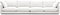 Gala, 6-personers sofa, hvid, H87x390x105 cm, stof