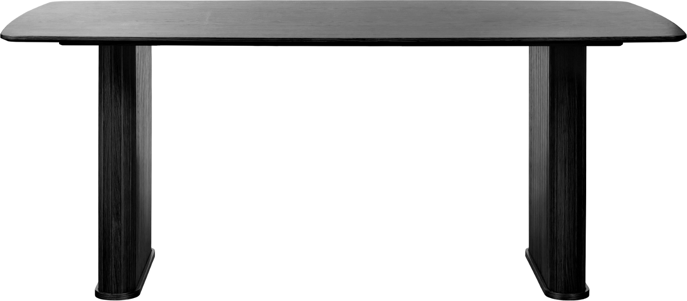 Nola, Bådformet spisebord, sort, H75x190 cm, egetræ