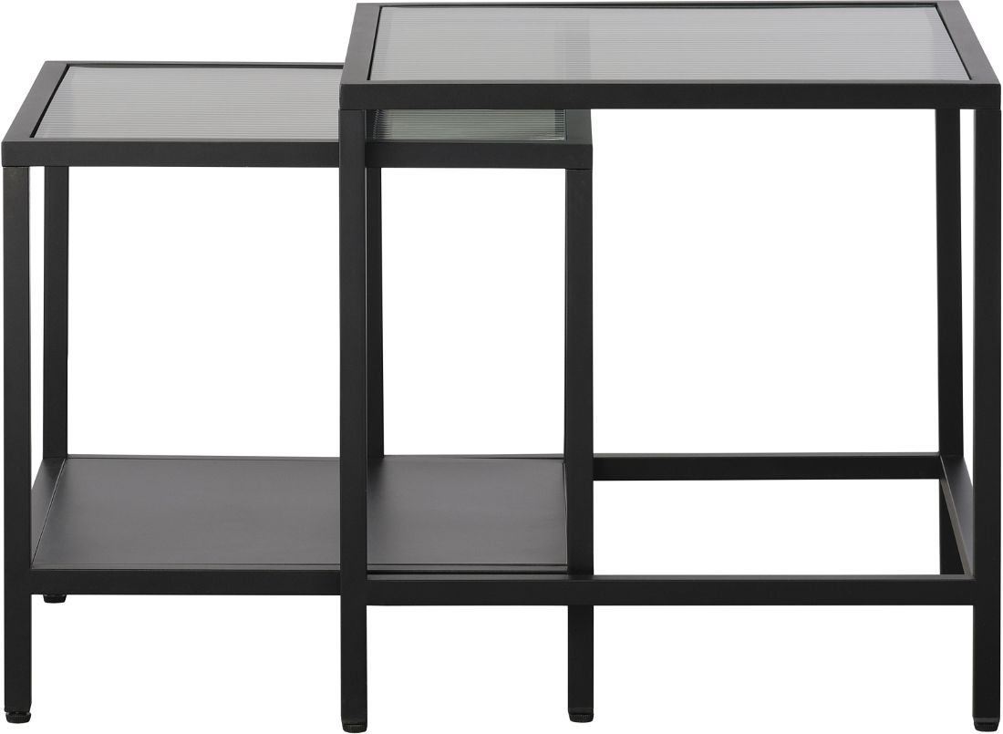 Billede af Bronco, Sidebords Sæt, sort, H50x50 cm, metal, glas