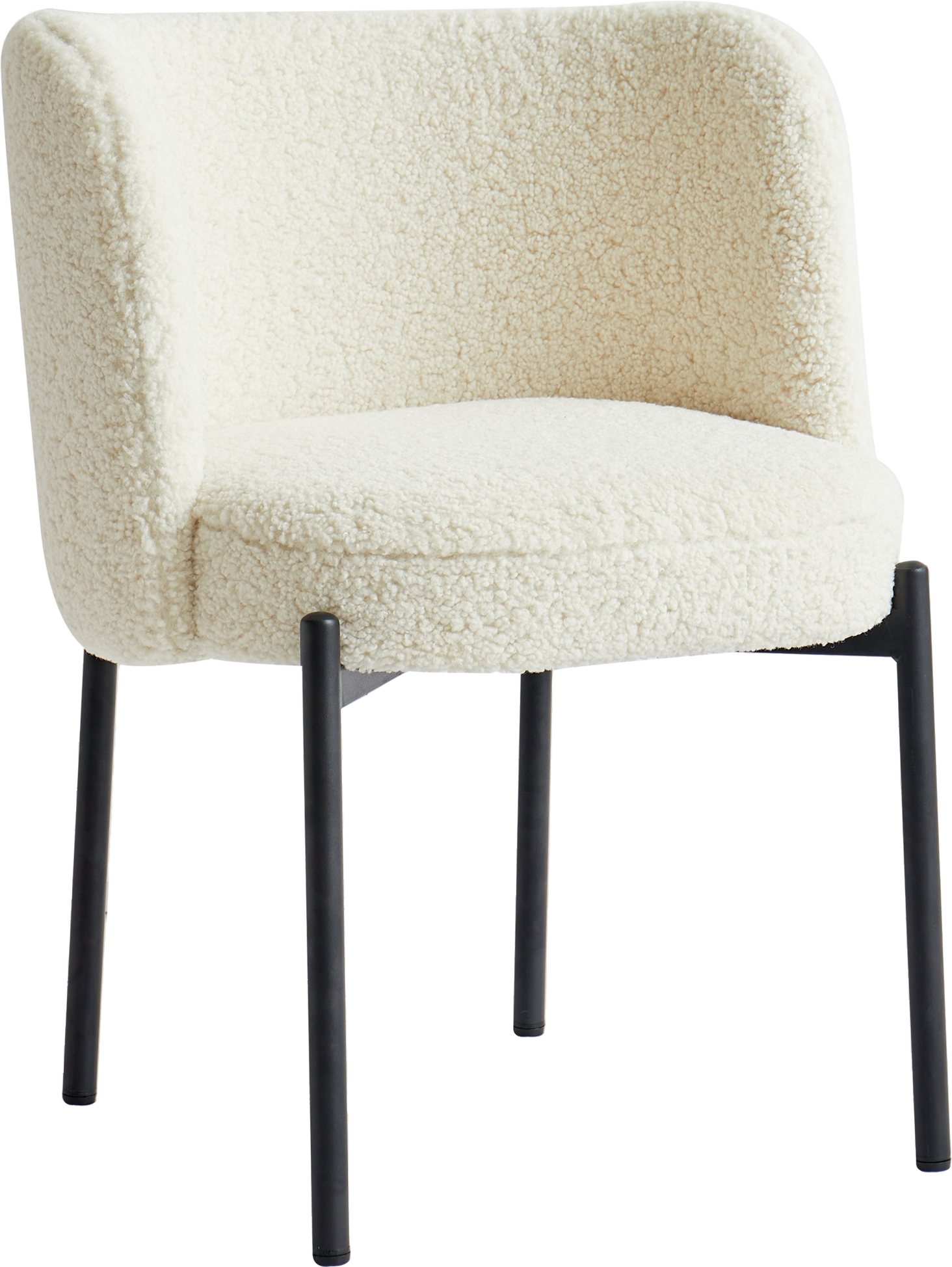 Spisebordsstol Nordlys Furniture Grimstad polstret hvid bouclé med sort metalstel
