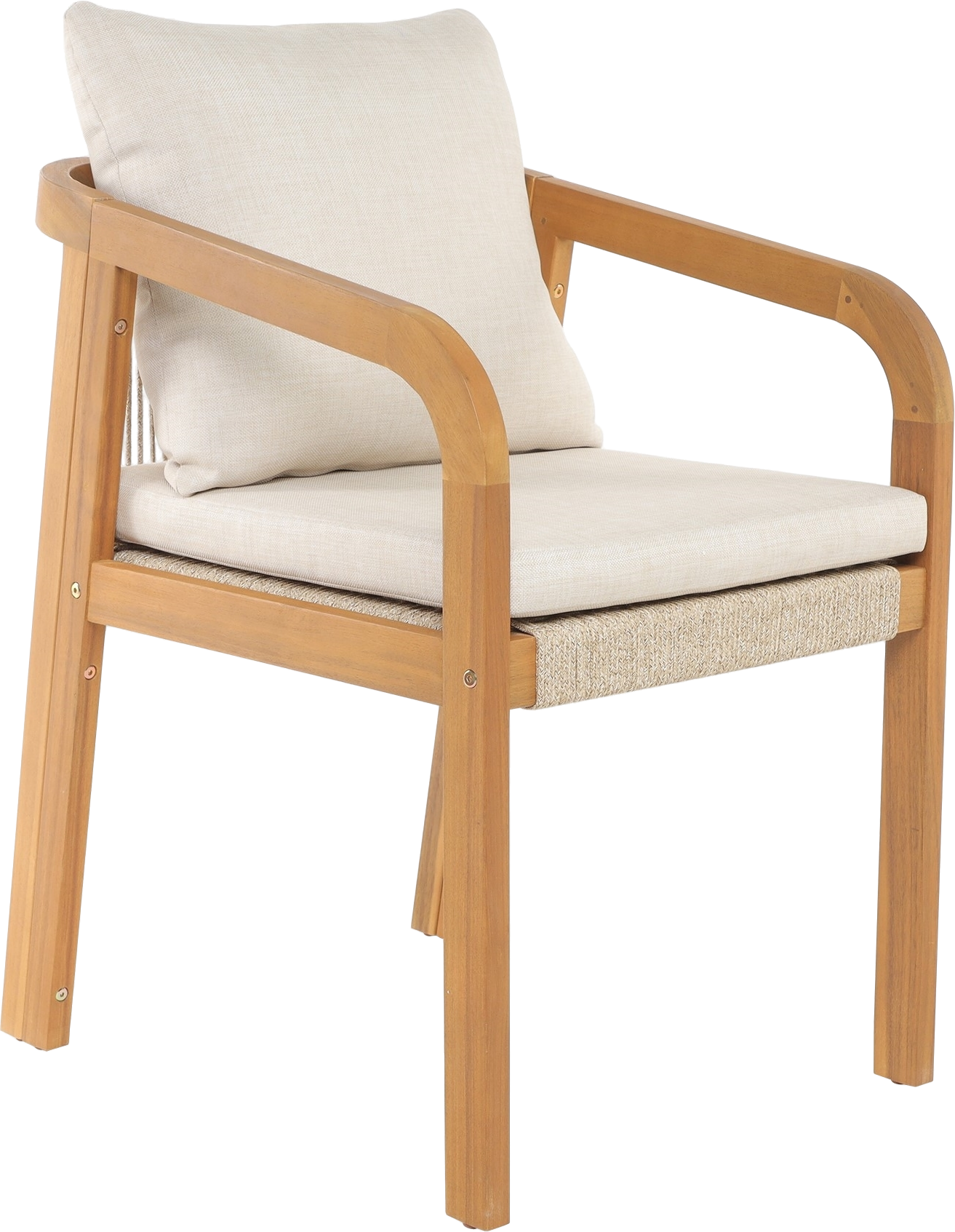 Udendørs spisebordsstol havestol Nordlys Furniture Delgado FSC-acacietræ vejrbestandig beige stofpolstring