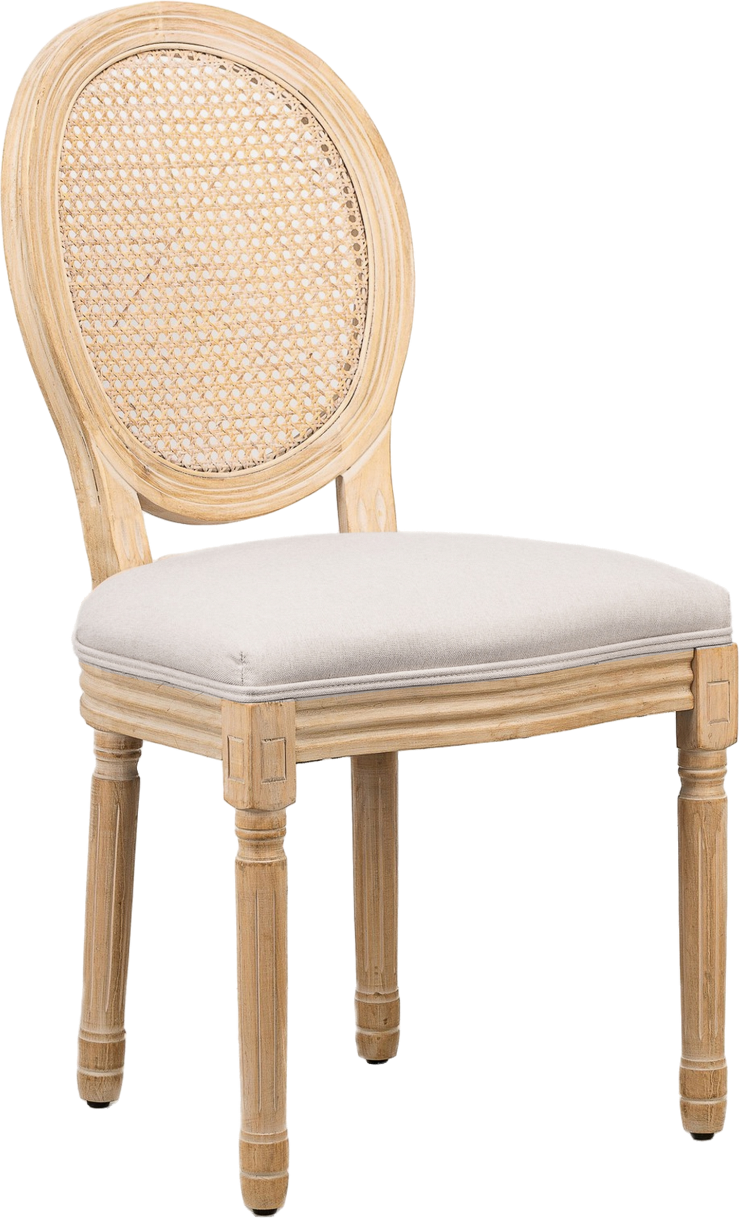 Nordlys Furniture Richelieu spisebordsstol spisestuestol i FSC-certificeret træ med flettet ryg og gråt stof H95 x B50 x D58 cm