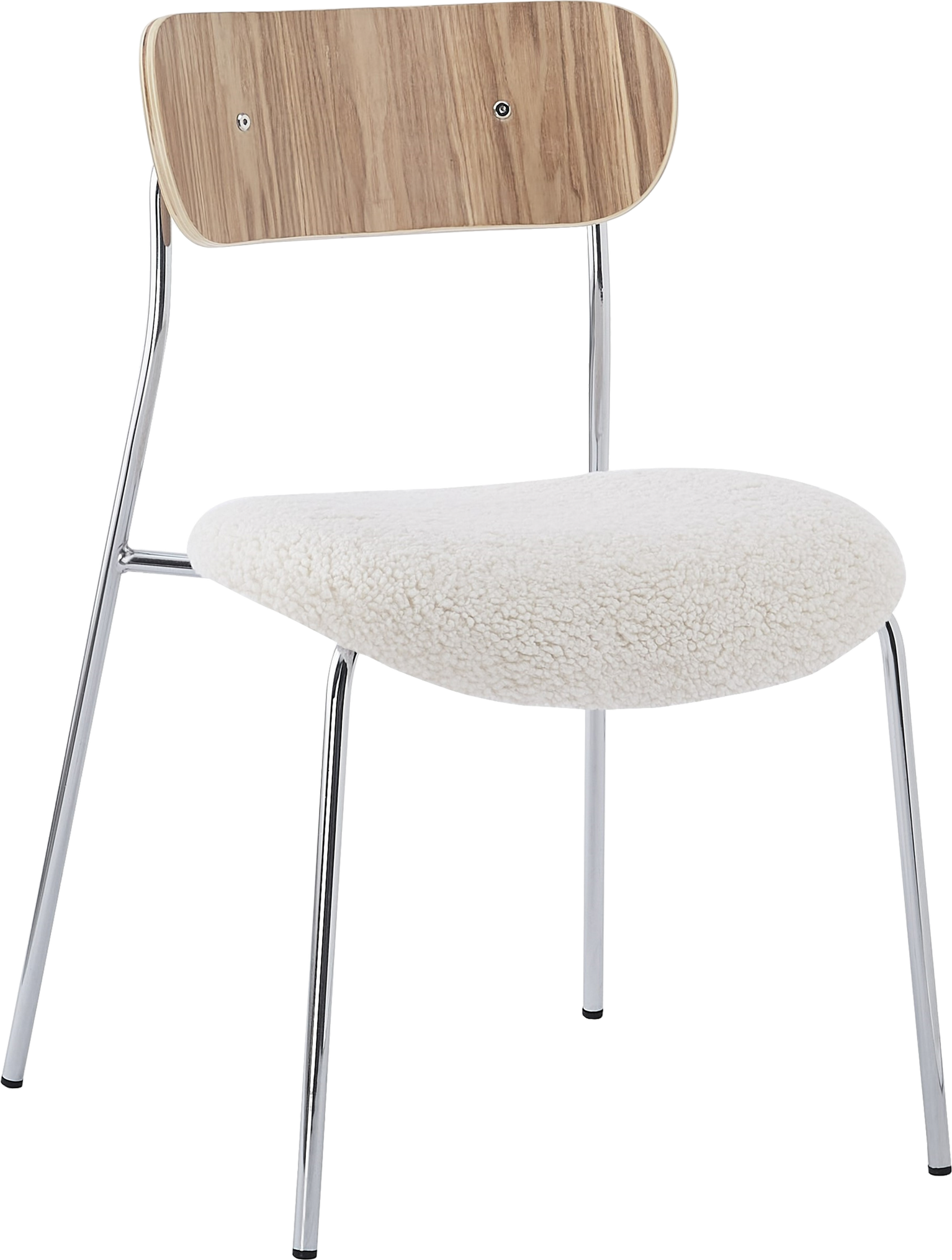 Spisebordsstol Nordlys Furniture Lincoln grå bouclé med ergonomisk træryg og sorte metalben